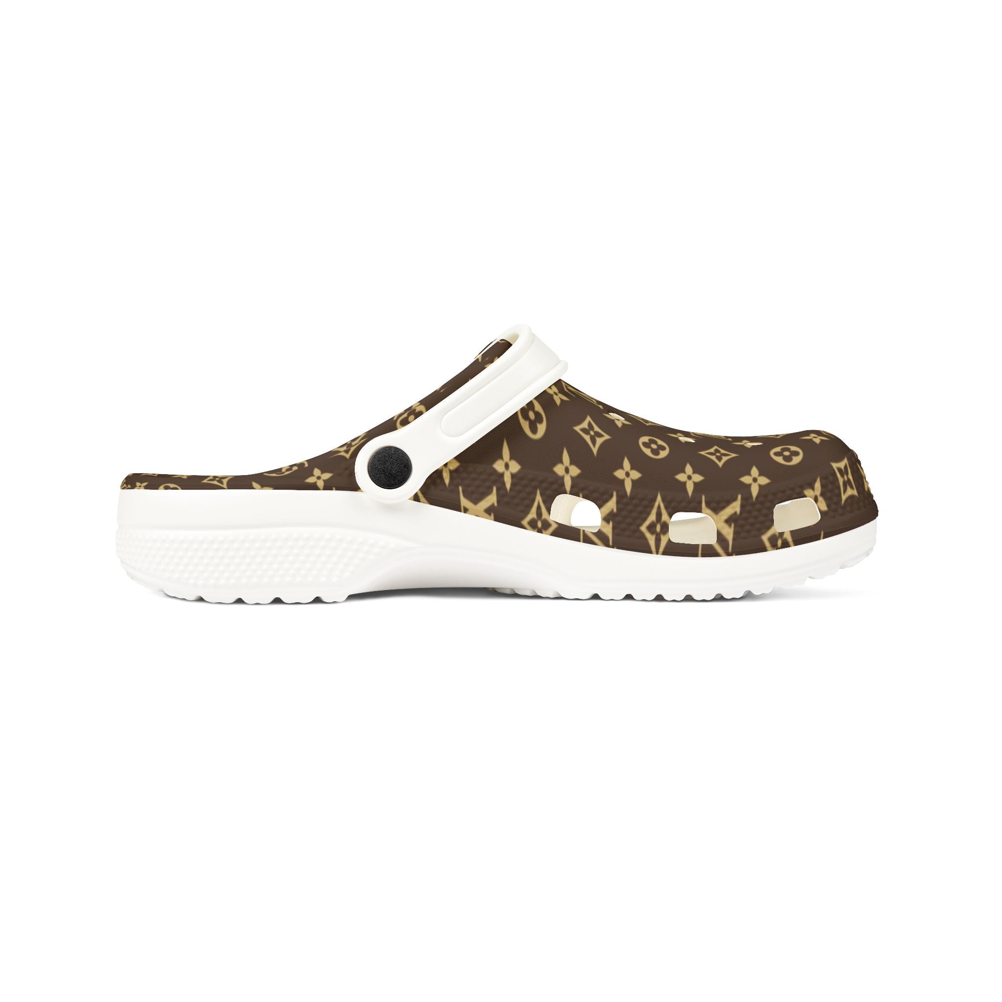Brown Monogram EVA Foam Clogs — Luxury Pattern Slip-On Shoes
