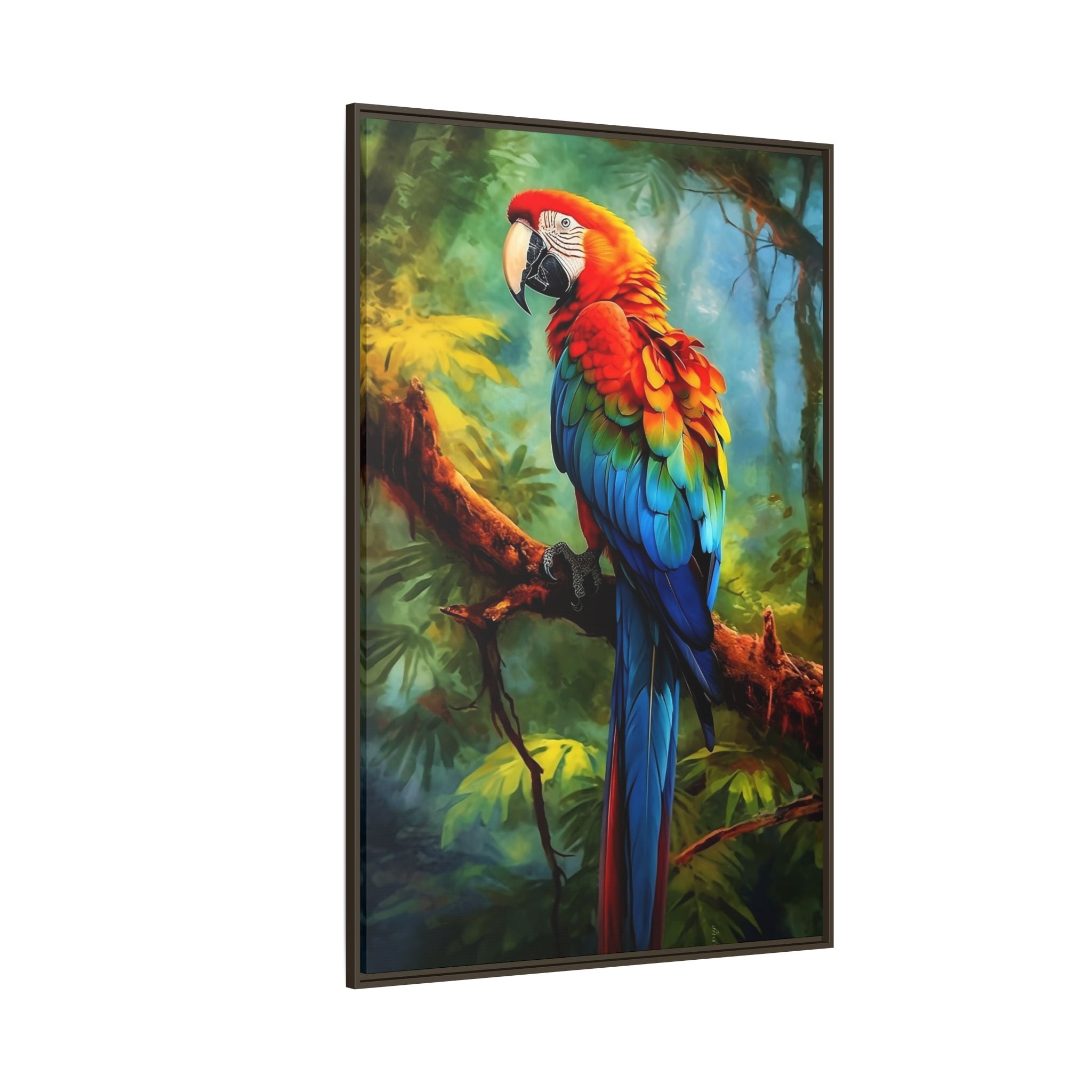 Scarlet Macaw Tropical Canvas Print (Framed Matte)