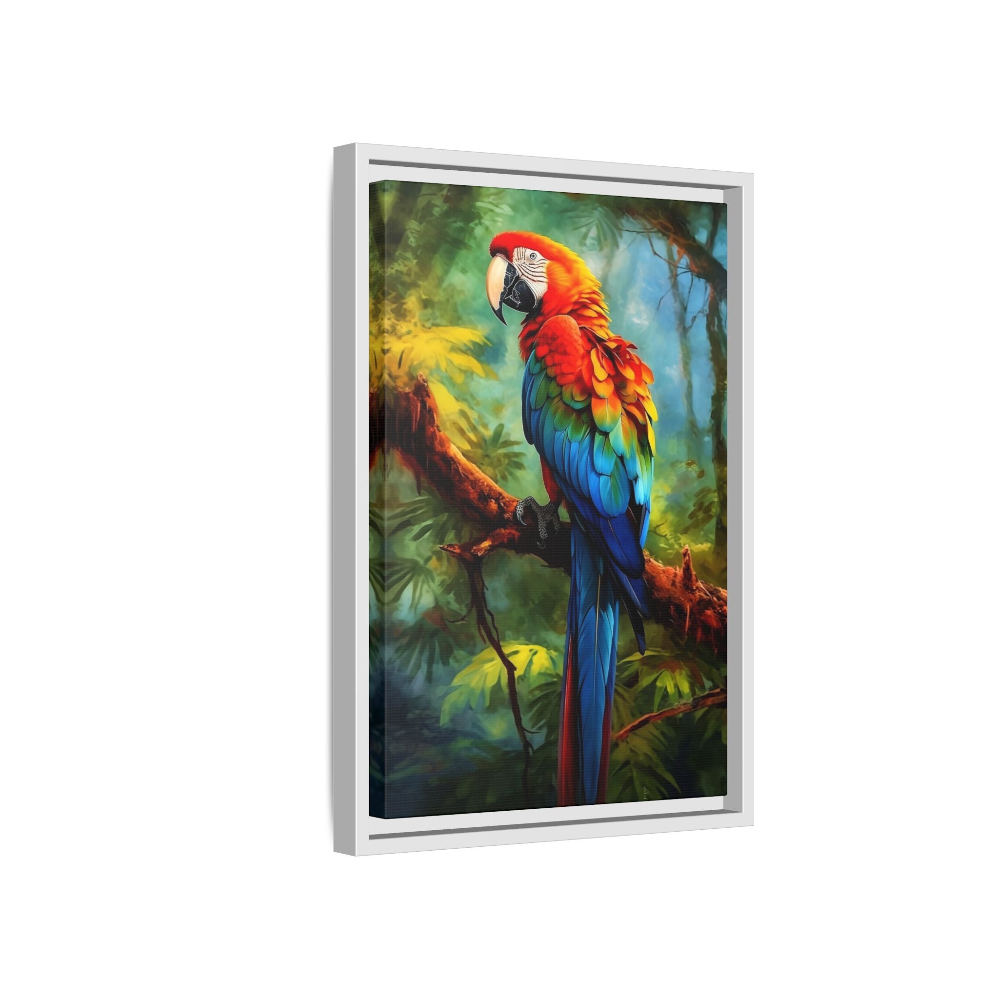Scarlet Macaw Tropical Canvas Print (Framed Matte)