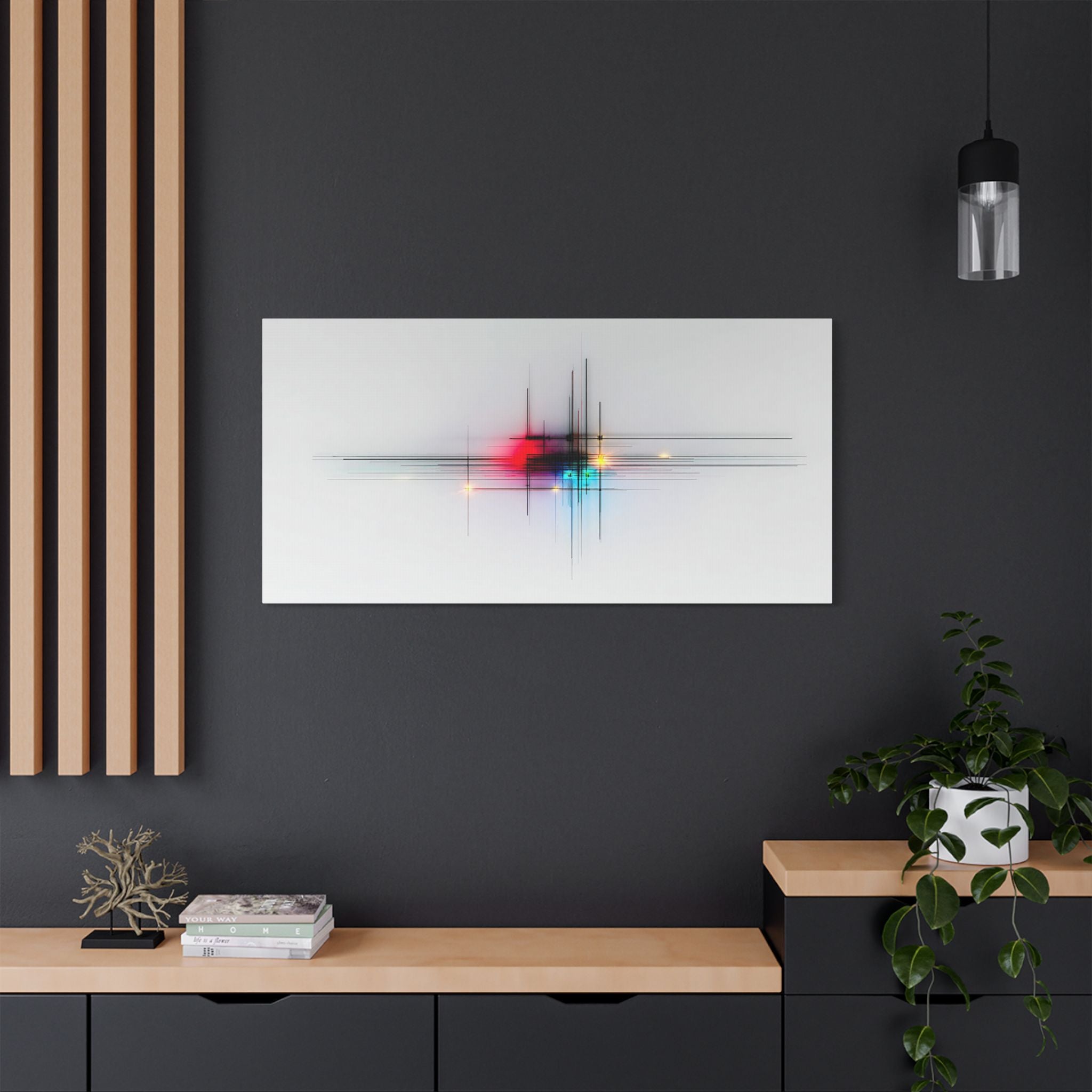 Abstract Lightburst Satin Canvas — Stretched Modern Wall Art