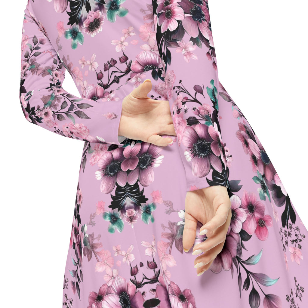 Copy of Floral Pink Kaleidoscope Long Sleeve luxury Dress