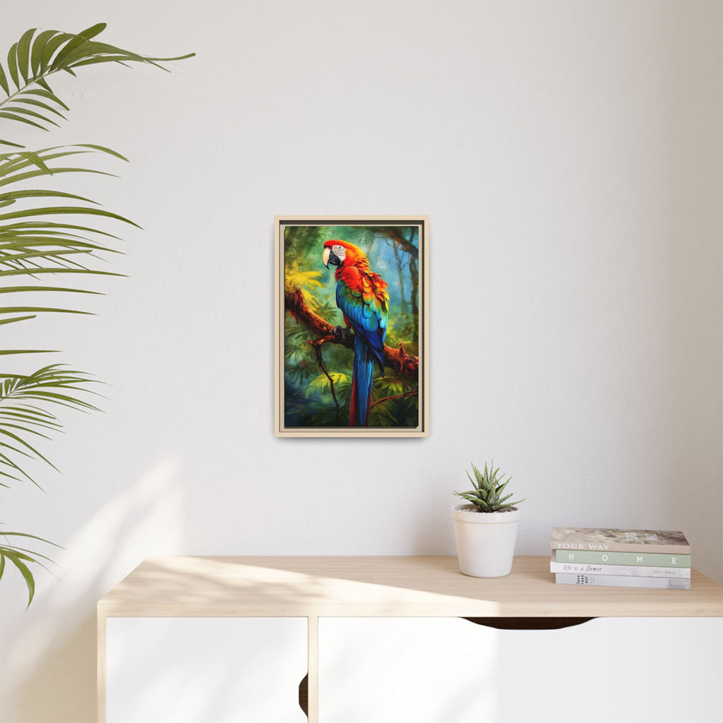 Scarlet Macaw Tropical Canvas Print (Framed Matte)