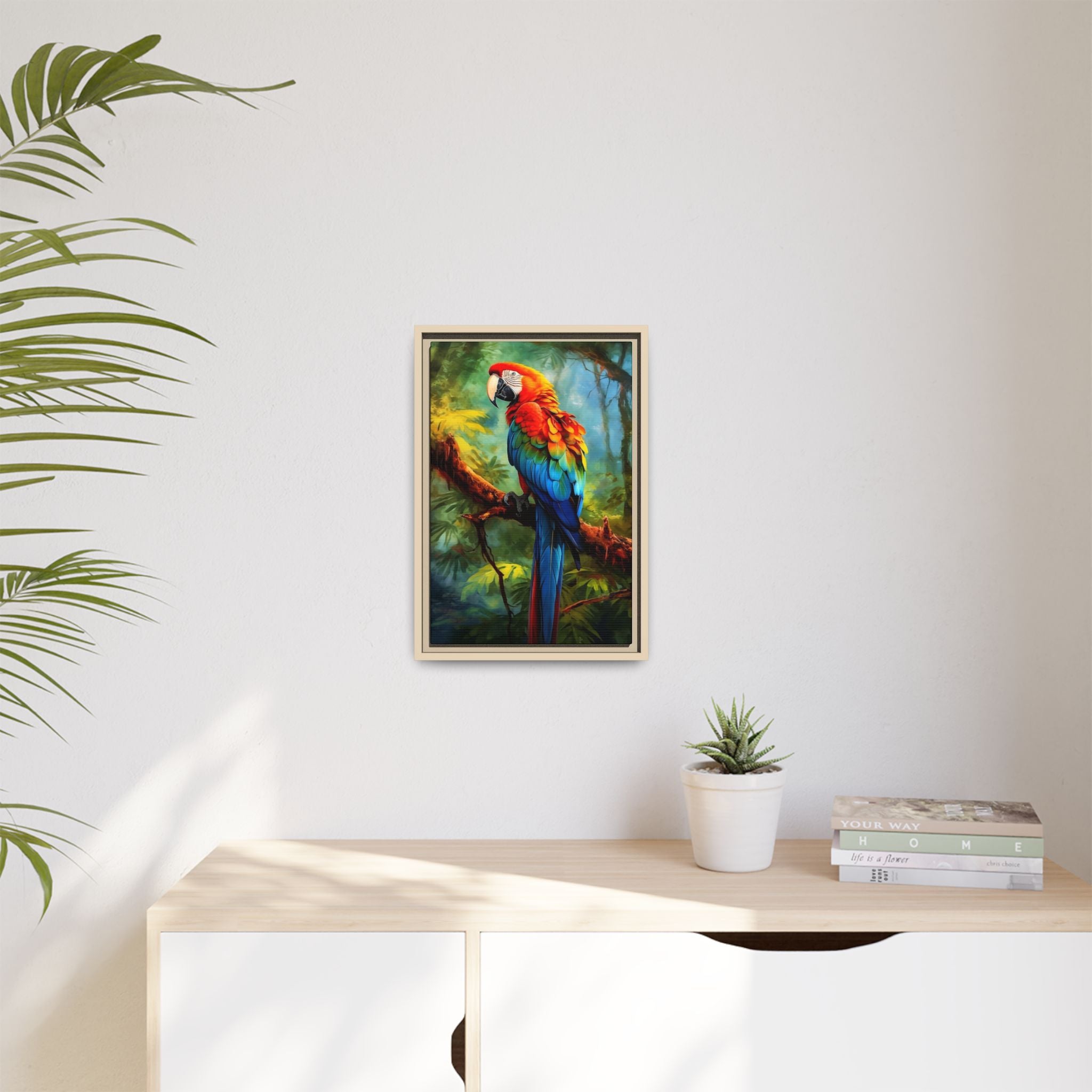 Scarlet Macaw Tropical Canvas Print (Framed Matte)