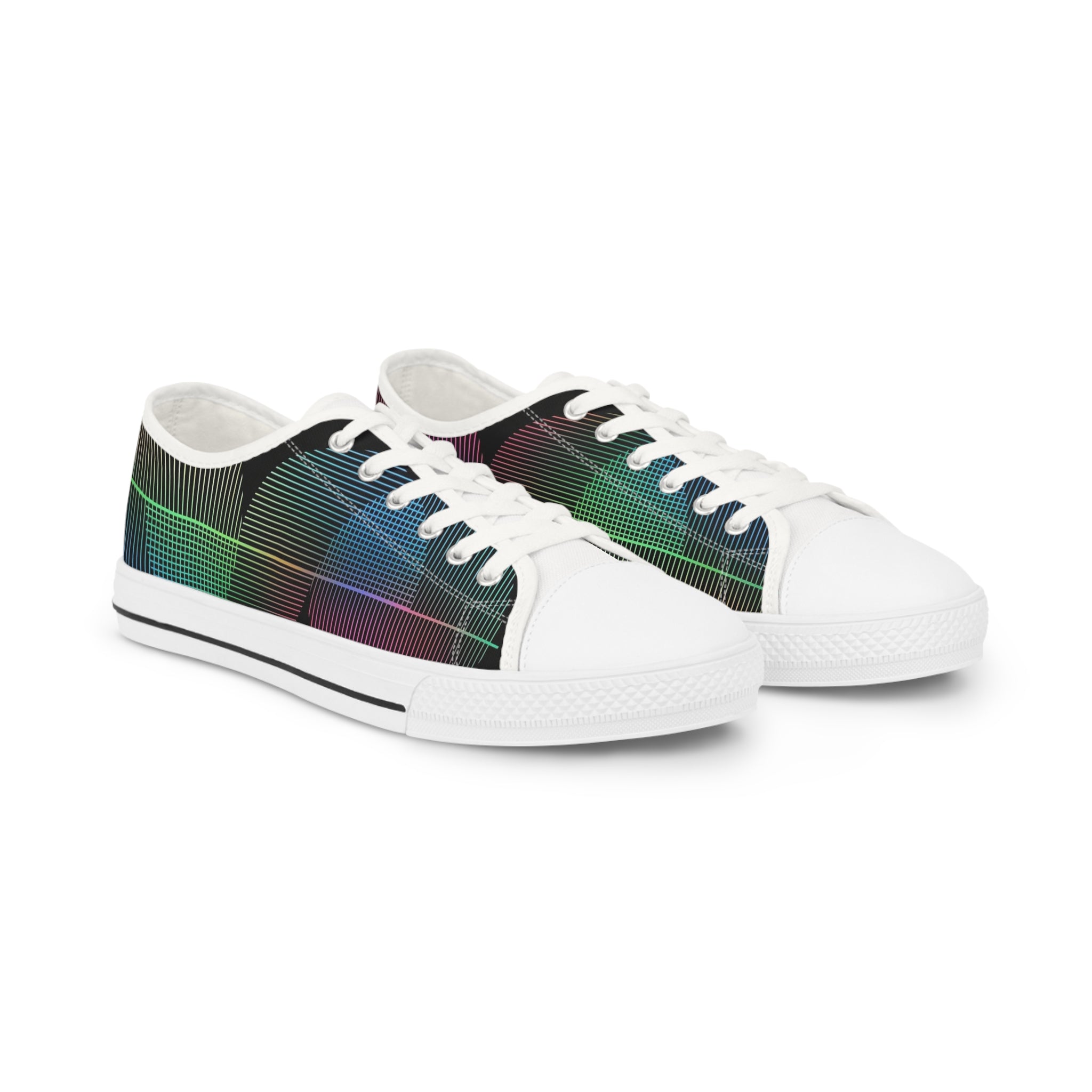 Men's Low Top Sneakers - Iridescent Grid Plaid Casual Shoes