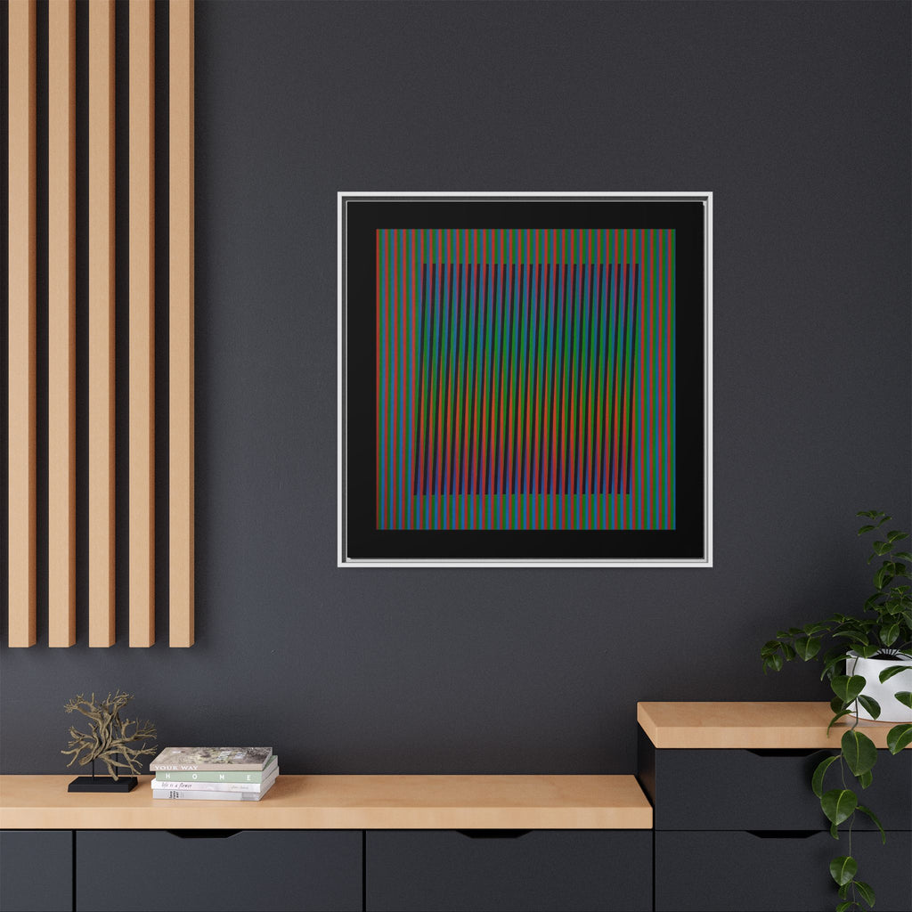 Framed Matte Canvas — Rainbow Op Art Square