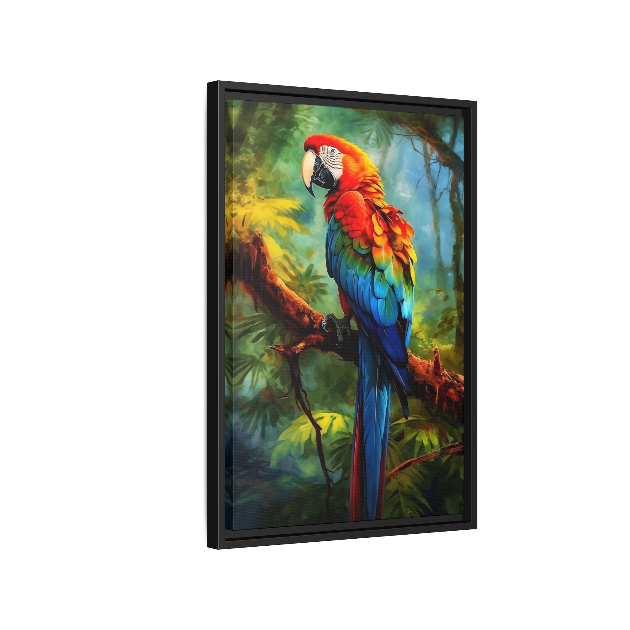 Scarlet Macaw Tropical Canvas Print (Framed Matte)