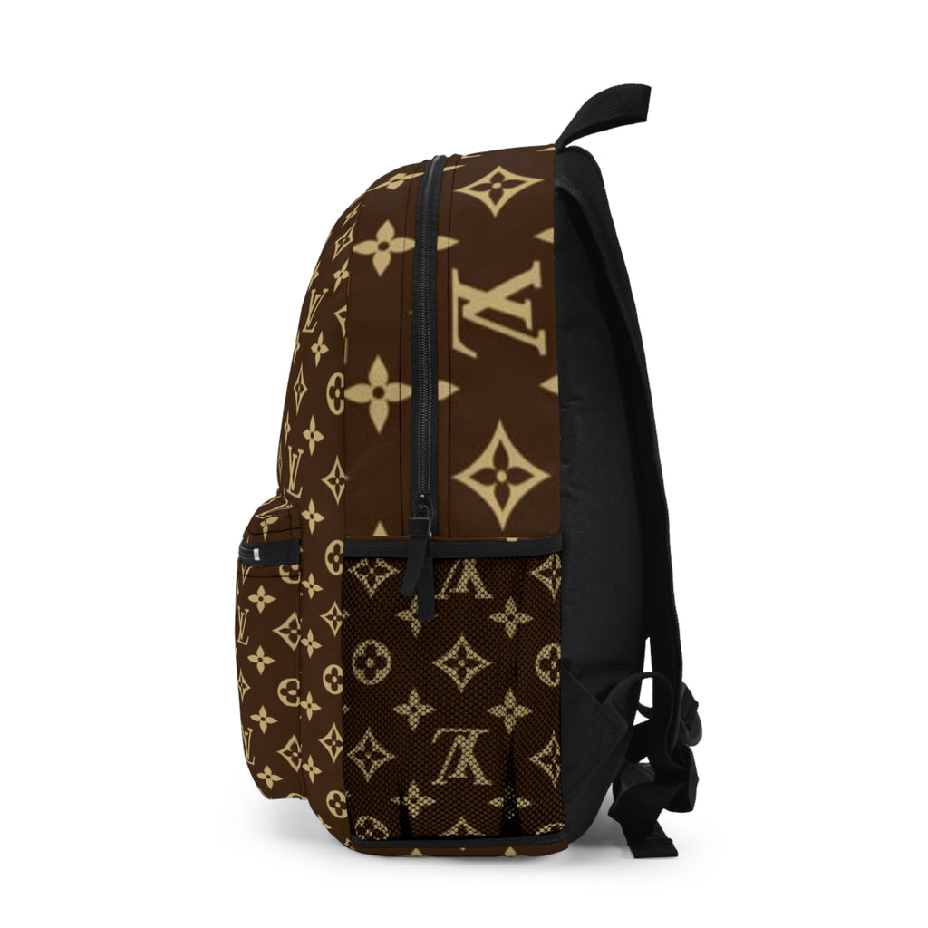 Monogram Luxe Backpack — Brown Designer-Inspired Pattern
