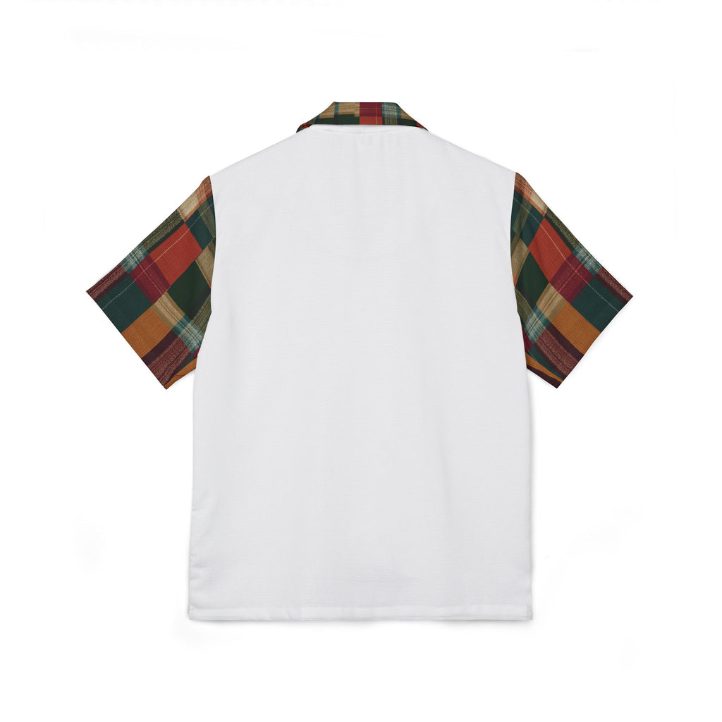 Plaid Split-Panel Hawaiian Camp Shirt — Men’s Retro Holiday Aloha Shirt