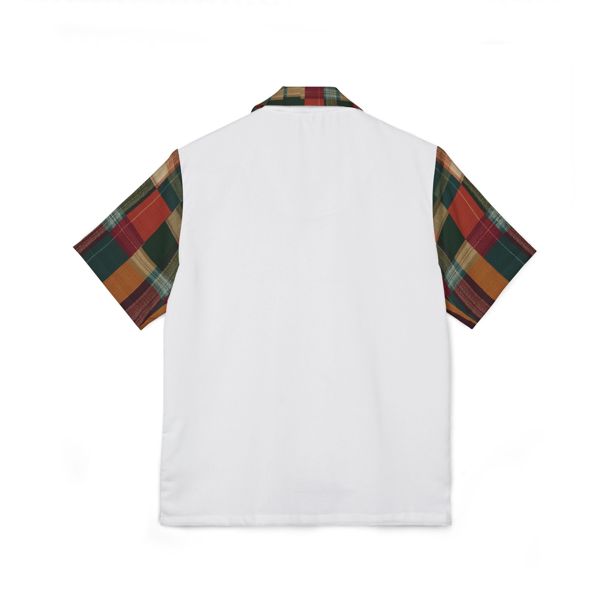 Camisa Hawaiana de Campamento con Paneles Divididos a Cuadros — Camisa Aloha Retro de Vacaciones para Hombre