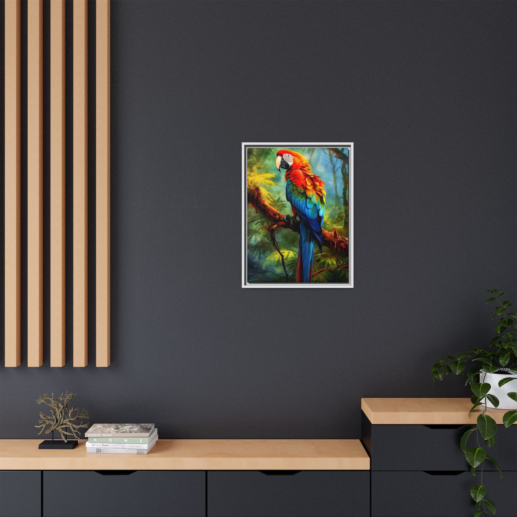 Scarlet Macaw Tropical Canvas Print (Framed Matte)