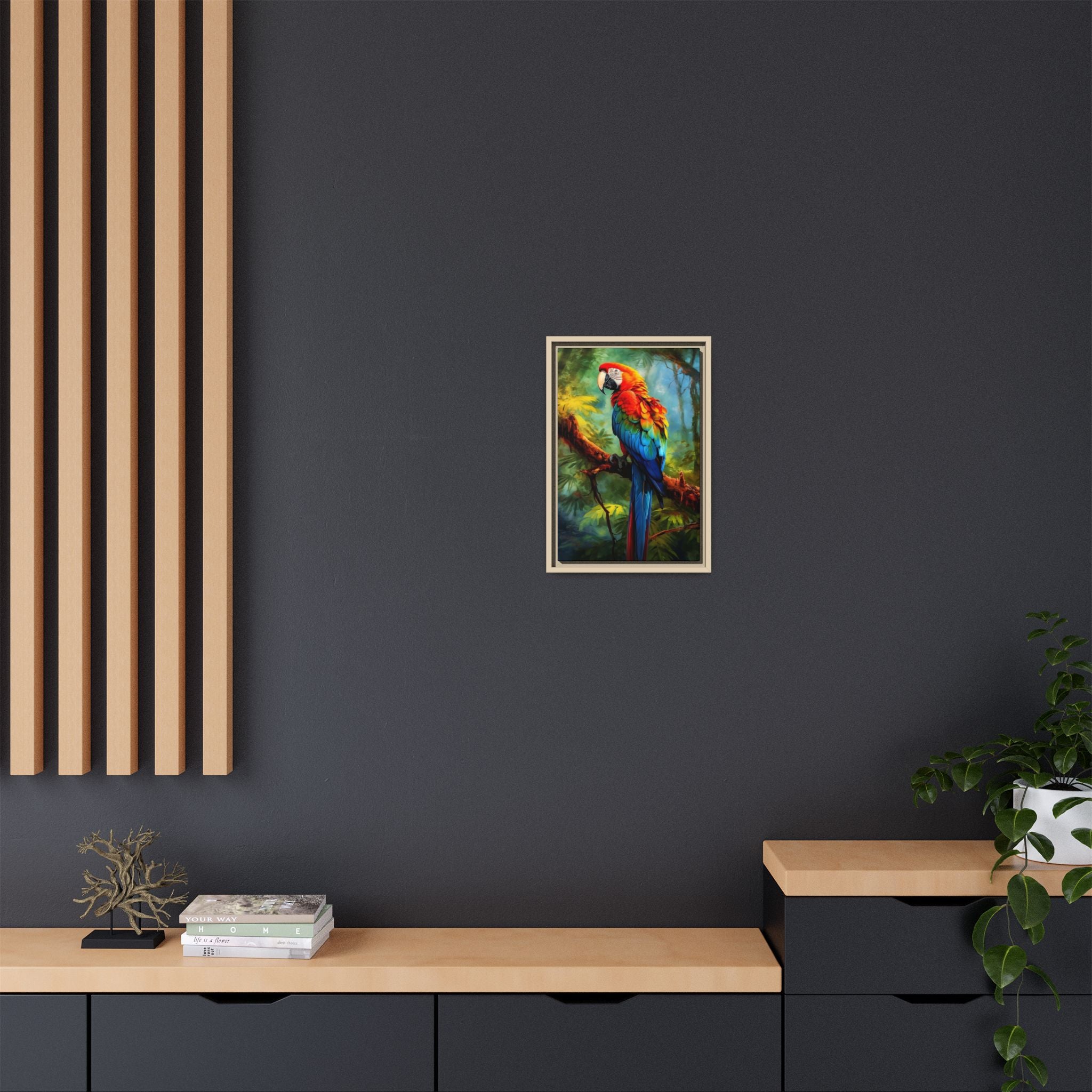 Scarlet Macaw Tropical Canvas Print (Framed Matte)