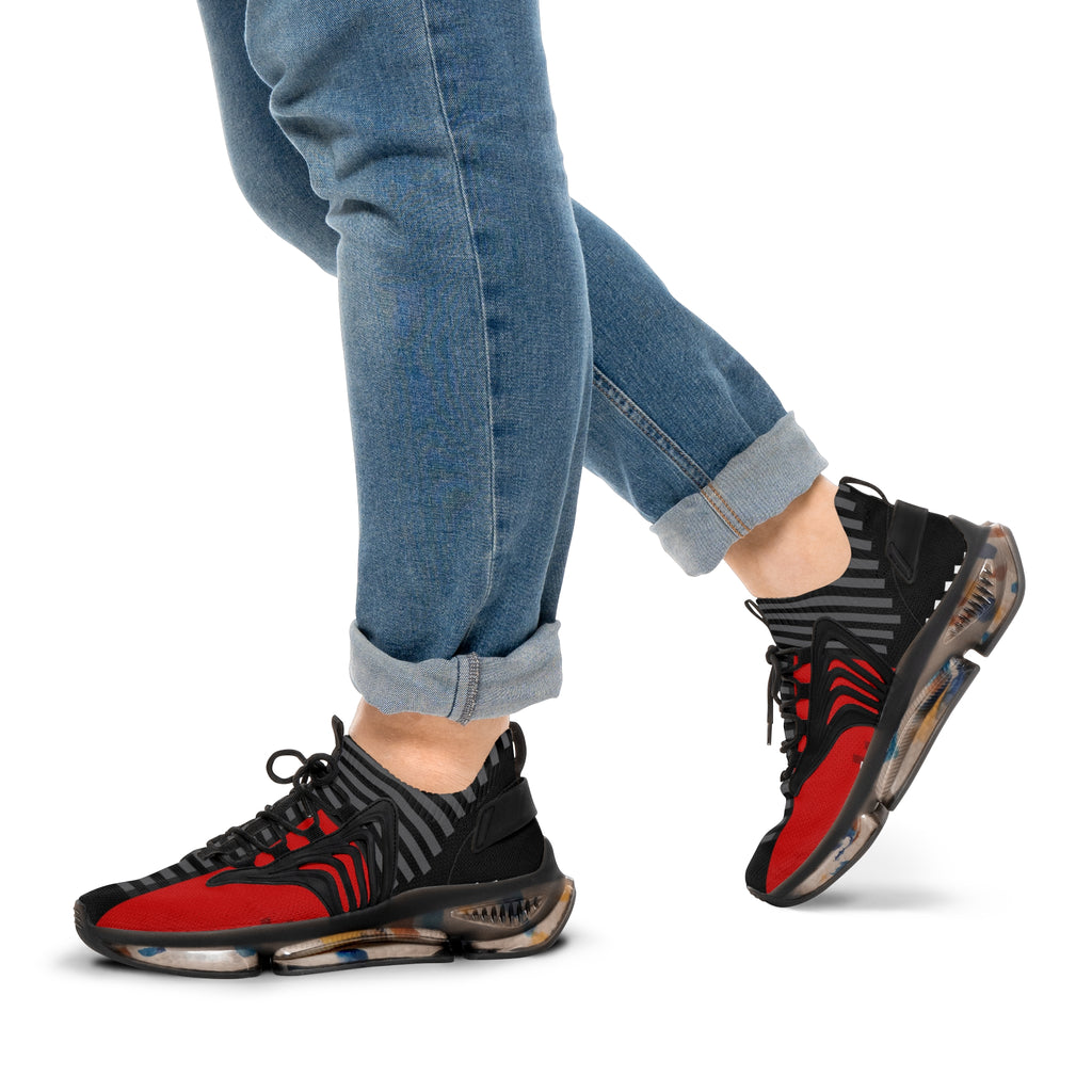 Men's Red & Black Mesh Running Sneakers — Breathable Athletic Shoes